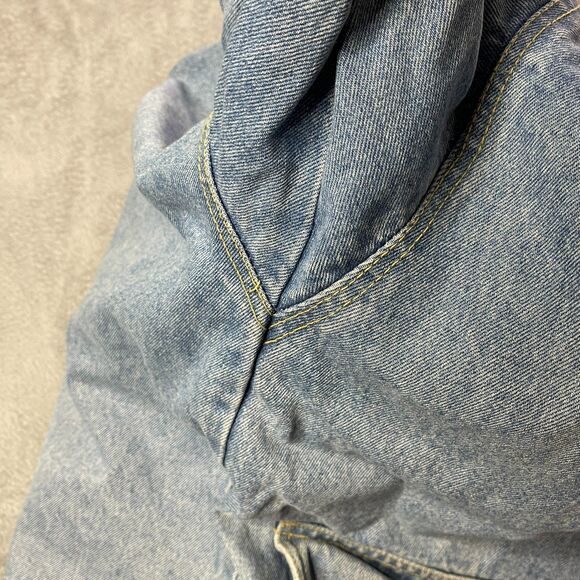 VTG Andy John Womens Denim Jacket Large Distressed Barn Chore Utility Work Coat - Picture 12 of 16